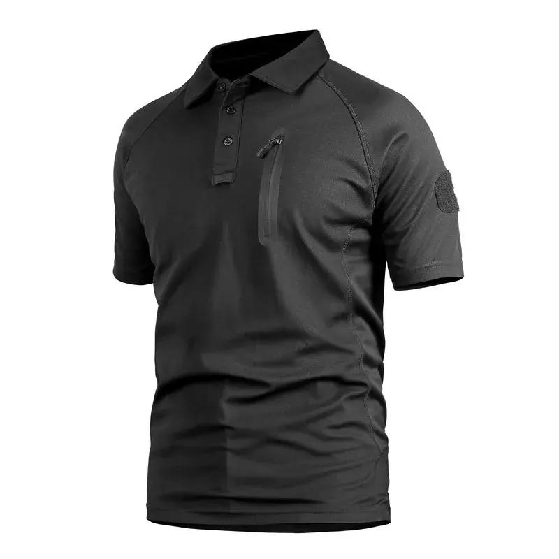 Respirável Verde mangas curtas Outdoor Summer Quick-secagem T-shirt Tactical Polo Short-sleeved T-shirt para Homens