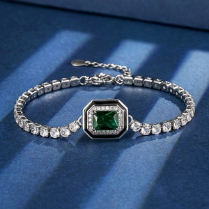 Wholesale Toderi Jewelry Eco-friendly <b>Copper</b> 6*8MM Multicolor Zircon Square Chain Bracelet Femme for Elegant Daily Wear - Product Image 5
