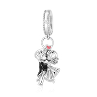 Breloques en argent pour bracelet, motif mariés, baiser garçon-fille, compatibles avec les bracelets originaux, bijoux de mariage Berluque