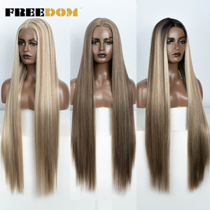 FREEDOM Cheveux synthétiques lisses pour perruque à dentelle 210g pour perruque à dentelle frontale Femme 38 pouces Longue Brun Rouge Blond Mèches Perruque à usage quotidien - Product Image 1