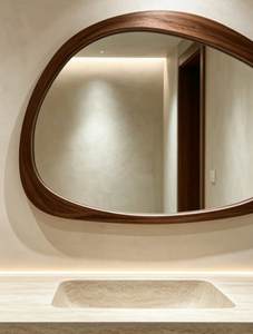 Mueble de Baño Flotante Moderno de Nogal con Encimera de Piedra Sinterizada Montada en la Pared para Villa - Product Image 4