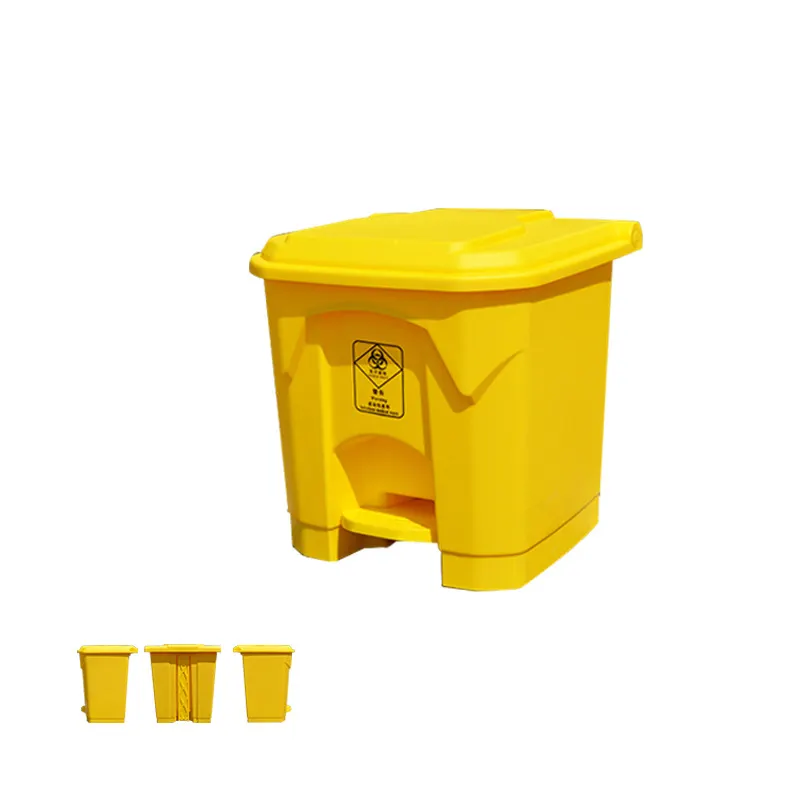 Corrosion-proof Plastic Medical Pedal Trash Bin Container Wholesale Yellow Wheelie Wholesale Trash bin for hospital Trash bin