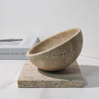 Vase en pierre de marbre naturel travertin bol à sauce rond fleur vert bassin de plantes d'intérieur plateau de Pot de fleur en croissance
