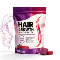 Gummies de croissance capillaire à la biotine pour femmes, saveur fruits rouges, supplément vitaminique pour adultes