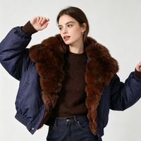 Tyan Damen-Daunenjacke mit Großem Fuchspelzkragen in Marineblau - Hochwertige und Warme Winterjacke