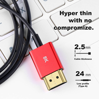 Cable Micro HDMI a HDMI Xput Ultra Delgado y Corto de 1M 3.3FT 2.5mm, 48Gbps 8K60Hz 4K120Hz HDR Dinámico EARC para Cámara y PC
