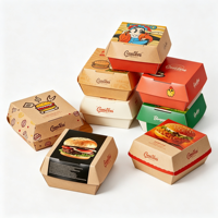 Boîte à hamburger en papier kraft écologique et résistante, avec impression personnalisée en relief, pour restaurants à emporter (vente en gros)