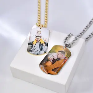 Lateefah OEM Custom Photo Jewelry UV Color Printing Stainless Steel Couple Picture Necklace
