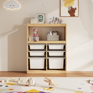 Armario de Almacenamiento de Juguetes de Madera Maciza para Niños Tianyi <span class=keywords><strong>Montessori</strong></span> con 3 Estantes, <span class=keywords><strong>Librería</strong></span> de Gran Capacidad y Almacenamiento para Bebés - Product Image 4