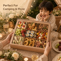 Boîte à charcuterie jetable en papier kraft avec fenêtre transparente, biodégradable, 9 compartiments, pour pique-nique, camping, gâteaux et sandwichs