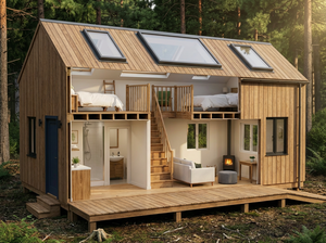 Villa Prefabricada de Lujo con Paredes Aisladas de Triple Capa para <span class=keywords><strong>Chalet</strong></span> Europeo Estilo Alpino Suizo para Airbnb con Estructura de Acero Galvanizado Antioxidante - Product Image 3