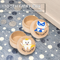 Porte-fée des dents en bois personnalisé personnalisé avec technique peinte Boîte de rangement souvenir des dents pour enfants Couvercle Oreiller de fée des dents