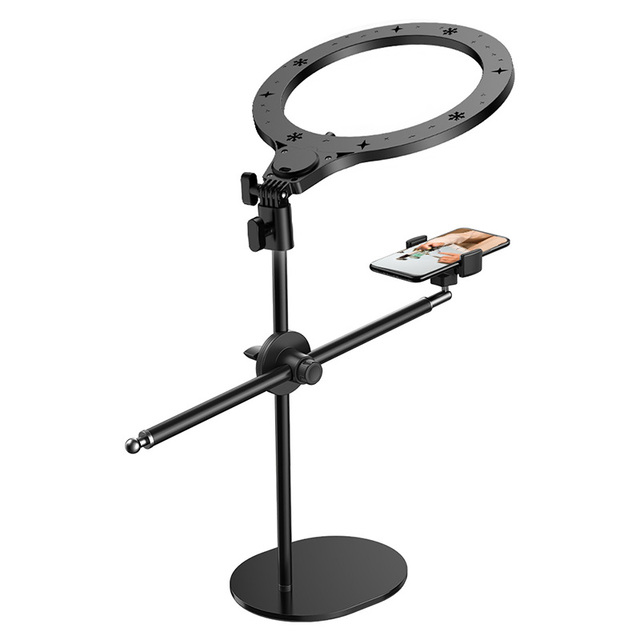 Jopree L13+K12 High Quality Aluminum Alloy Tripod Stand Led Ring Light 2 Phone Holders Waterproof Shockproof Adjustable Color