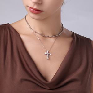 Collana con Ciondolo a <span class=keywords><strong>Croce</strong></span> USA in Moissanite da 1,4ct VVS e Argento Sterling 925, Gioiello Religioso Cristiano di Fede con Gesù per <span class=keywords><strong>Uomo</strong></span> e Donna, Idea Regalo di Compleanno - Product Image 6