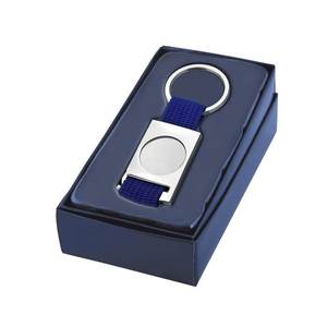 Blue <b>Textile</b> Ribbon Key Chain with Cavity Metal <b>Accessories</b> - Product Image 2