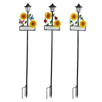 Lampe solaire d'extérieur moderne en fer forgé, motif tournesol et papillon, panneau de bienvenue, à poser au sol, installation facile pour jardin et cour