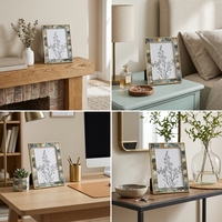 Cadre d'affichage hexagonal en mosaïque, cadre photo de luxe en métal doré, décoration murale en nid d'abeille, vente en gros