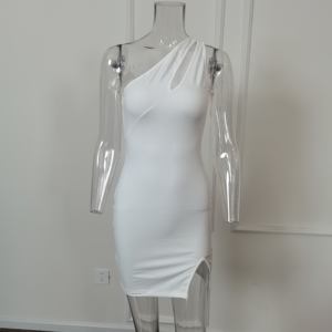 Mujeres un hombro vestidos Sexy recortado Bodycon sin mangas Mini vestido de fiesta de cóctel - Product Image 6