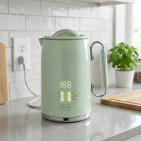 Bouilloire électrique domestique intelligente à double paroi avec affichage LED numérique, sans fil, en acier inoxydable SUS304, multifonction, température réglable
