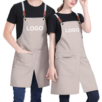 Tabliers de chef en toile imperméables et tendance, sans manches, à dos croisé, avec logo personnalisé, pour baristas, salons de manucure et barbiers