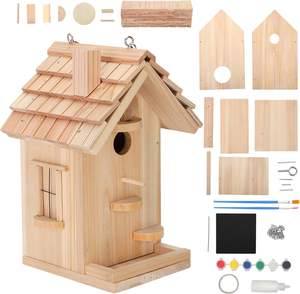 Kit de maison d'oiseau en bois bricolage pour construire l'artisanat du bois en plein air Freestyle peinture nichoir suspendu pour jardin cour décor cadeaux - Product Image 2