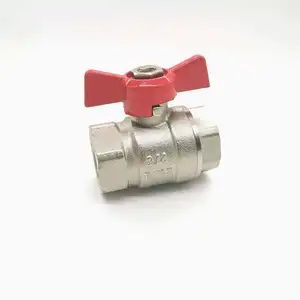 Forged Manual Ball Valve Safety Control Red Butterfly Handle Valve Female Threaded Copper Ball Water Valve