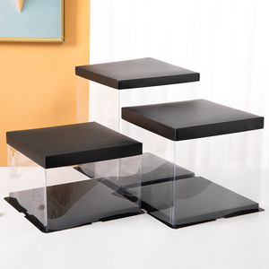 21.5*23 cm Caja De Pastel Logo Personnalisé Jetable Fort PET Nouveau Design <span class=keywords><strong>8</strong></span> POUCES Boîte D'emballage De Gâteau En Plastique Transparent - Product Image 5