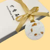 Diffuseur d'huiles essentielles en pierre de gypse aromatique suspendu, écologique, blanc, avec logo personnalisé imprimé