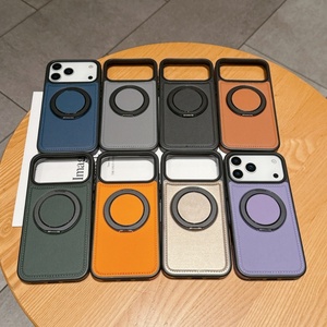 Calidad Superior 360 °   Funda de Cuero PU con Anillo Metálico Giratorio para iPhone 17 16 15 14 13 12 11, Carcasa Magnética Antigolpes - Product Image 1