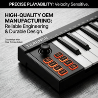 Teclado MIDI K25 TERENCE de 25 Teclas con Interfaz USB Plug and Play, Controlador MIDI Profesional de 25 Teclas