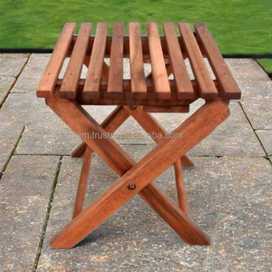 Mesa Auxiliar Plegable Cuadrada Pequeña de Madera de Acacia, Venta al Por Mayor de Fábrica, Acabado Galvanizado Multi-Estilo para Macetas y Jardineras - Product Image 2