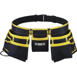 13 Pockets Tool Belts With Tape Holder Adjustable Up to 47" for Woodworker Electrician Construction DIYers
