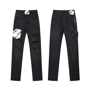 Jeans Amiry de haute qualité, déchirés, bleus, à séchage rapide, décontractés, coupe crayon, pour hommes, vente en gros d'usine, jeans en denim personnalisables, délavés - Product Image 1