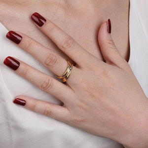 Bagues en or plaqué 18 carats à lignes creuses punk, bijoux pour femmes, ensemble de bagues épaisses pour les doigts, accessoires minimalistes pour femmes, cadeaux pour les fêtes. - Product Image 6