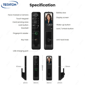 ระบบล็อคประตูดิจิตอลอัจฉริยะแบบฝัง/แบบรัสเซีย พร้อมกล้องและมือจับ  รองรับการสแกนลายนิ้วมือ 3 มิติ  สแกนใบหน้า  สแกนฝ่ามือ  ระบบอัตโนมัติ  สำหรับประตูหลัก  แบบอิสราเอล/รัสเซีย - Product Image 5