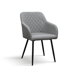 Ensemble de 2 chaises Marianna, revêtement en tissu gris, pieds en métal, chaises de salle à manger d'intérieur - Product Image 1