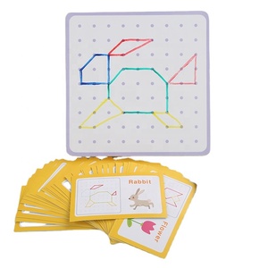 Juguetes Montessori de madera, tablero de clavijas, juego de mesa para niños con bandas de goma, forma de rompecabezas de madera a juego, tablero de dibujo de uñas de madera - Product Image 1