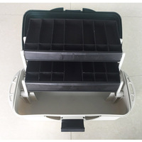 Boîte de pêche multi-couches en PP étanche avec poignée portable, étui à leurres vert foncé et orange pour le rangement des équipements de pêche