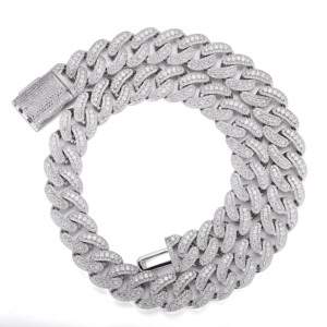 Hip-hop <span class=keywords><strong>Rap</strong></span> Style chaîne cubaine 10k or blanc 15mm laboratoire diamant grand lien cubain hommes bijoux Performance fête cadeau collier - Product Image 4