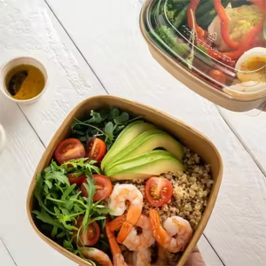 Boîte à lunch en papier kraft jetable personnalisée, emballage rectangulaire multifonctionnel pour collations, salades, sandwichs et autres <span class=keywords><strong>délices</strong></span> - Product Image 1