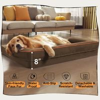 Lit orthopédique lavable pour chien avec coussin de soutien pour le cou, mousse alvéolée, doublure imperméable, base antidérapante