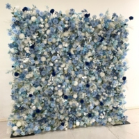 Panel de Fondo de Pared de Flores de Seda Azul y Blanca de Alta Densidad de 8 pies, para Bodas Románticas, Fotografía, Eventos, Decoración de Paredes de Hoteles
