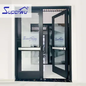 Puerta de seguridad de impacto Hurricane, con vidrio laminado, estilo francés, bisagras de aluminio, muestra de puerta de escape segura