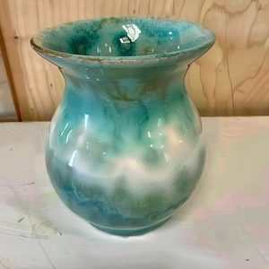 Jarrón de mesa de gres de 5 "hecho a mano, flor moderna ecológica de <span class=keywords><strong>Florida</strong></span>, rueda de cerámica, gres verde rústico lanzado - Product Image 3