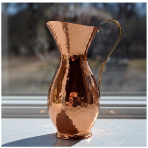 Carafe en cuivre de luxe robuste avec couvercle, adaptée aux hôtels, restaurants, maisons, offrant un stockage hygiénique pour l'eau potable fraîche - Product Image 1