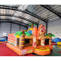 Château gonflable commercial pour parc d'attractions, combo château sauteur et structure de saut pour enfants, thème lion safari