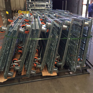 Dây thép lưới hàn bán buôn có thể gập lại warheouse kim loại công nghiệp <span class=keywords><strong>container</strong></span> với bánh - Product Image 3