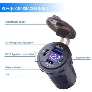 듀얼 18W USB 충전 어댑터 3.0 포트 및 20W PD 자동차 USB 충전기 소켓 전원 콘센트 전압계 및 전원 스위치 자동차 보트 - Product Image 5