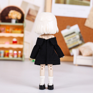 Obisu 11 phong cách off-vai ăn mặc bé búp bê đồ chơi cho cô gái quy mô 1:8 tre phụ kiện trong màu đen/trắng - Product Image 6