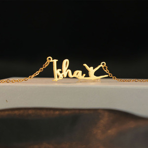 Collana Personalizzata per <span class=keywords><strong>Bambini</strong></span> in Acciaio Inossidabile Placcato Oro 14K con Ciondolo a Lettera e Catena alla Moda, Regalo Carino - Product Image 1